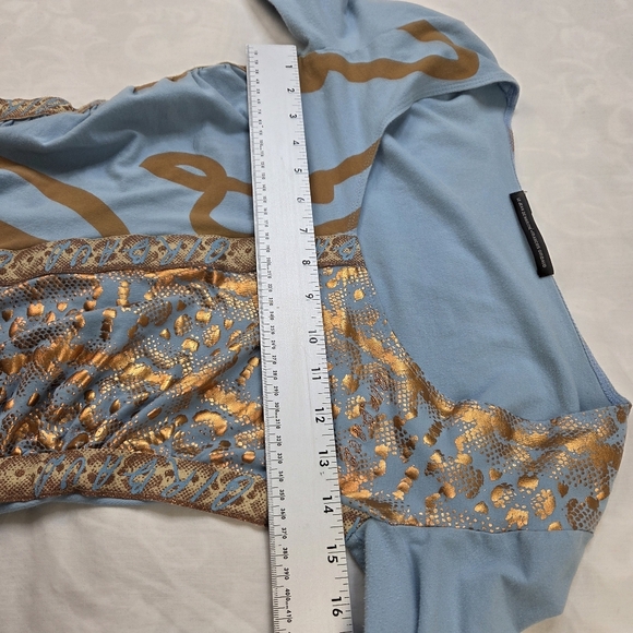 Le Jean De Marithe+Francois Girbaud Blue/Gold Stretch Top Size S?(no tag size) - Picture 10 of 11